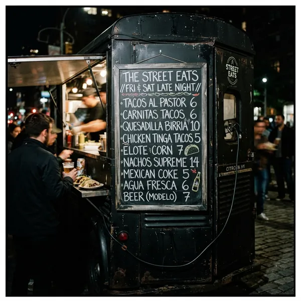 Tabule s menu u trucku
