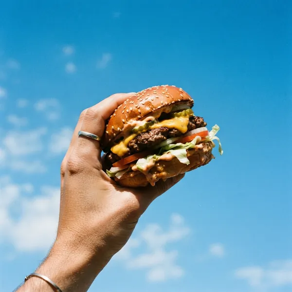 Burger proti modré obloze